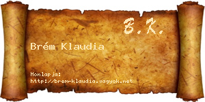 Brém Klaudia névjegykártya